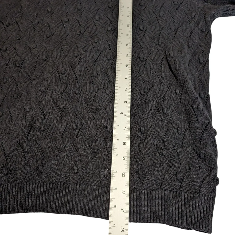 Ann Taylor Lacy Medium Weight Black Knit Sweater Women's XL - Picture 8 of 8